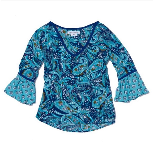 Vera Bradley Kelsey Flutter Top, Daisy Paisley, Blue, Medium, Large - Picture 5 of 5